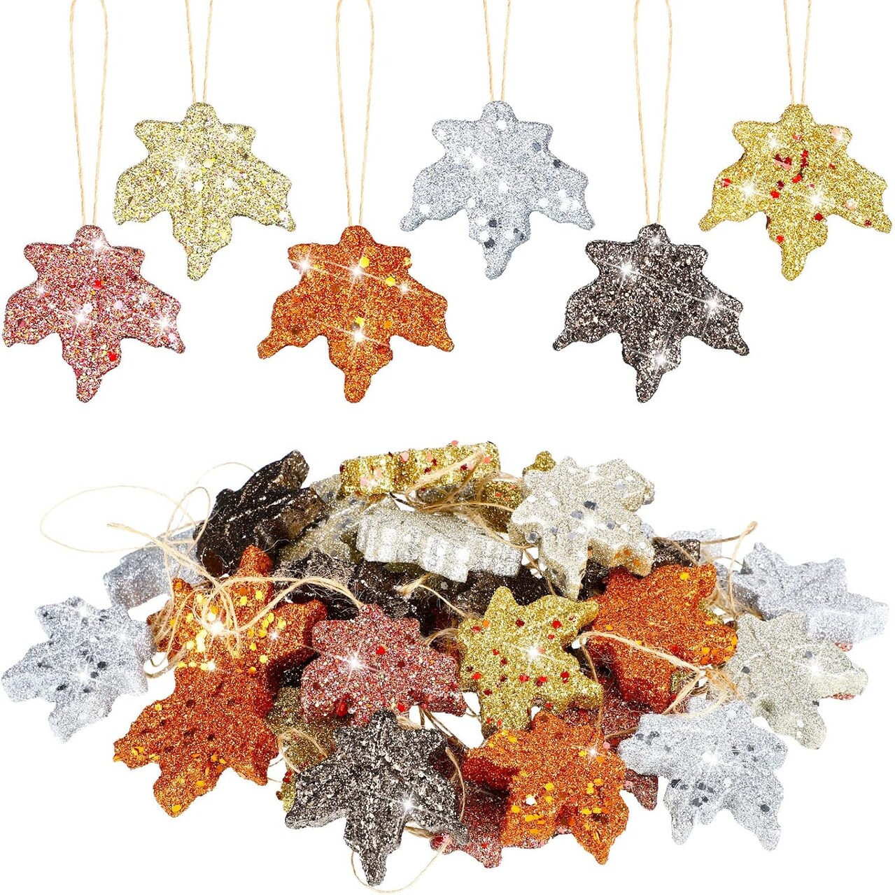 36 Pcs Thanksgiving Maple Ornaments Fall Crafting(Maple,Classic Color)